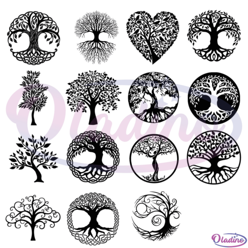 Celtic Sacred Trees Vector Bundle SVG Silhouette