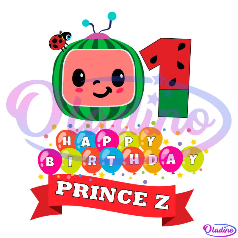 Cocomelon Happy Birthday Prince Z Balloon SVG PNG