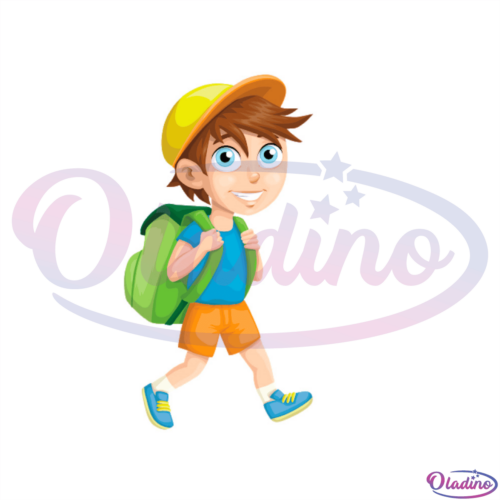 Cute Blue Eyes Boy Go To School SVG Digital File