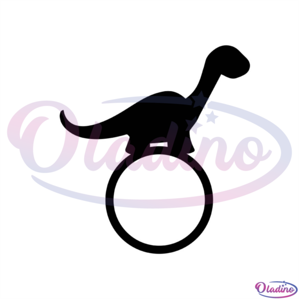 Cute Dinosaurs Run On Circles SVG Silhouette