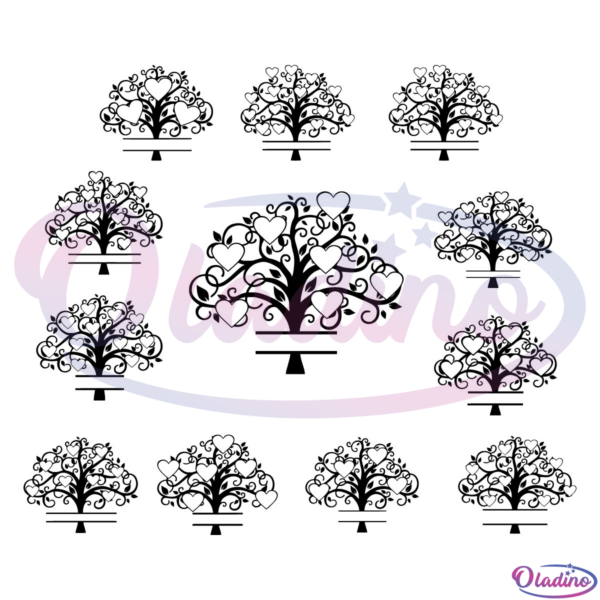 Family Tree 3-14 members bundle SVG Silhouette