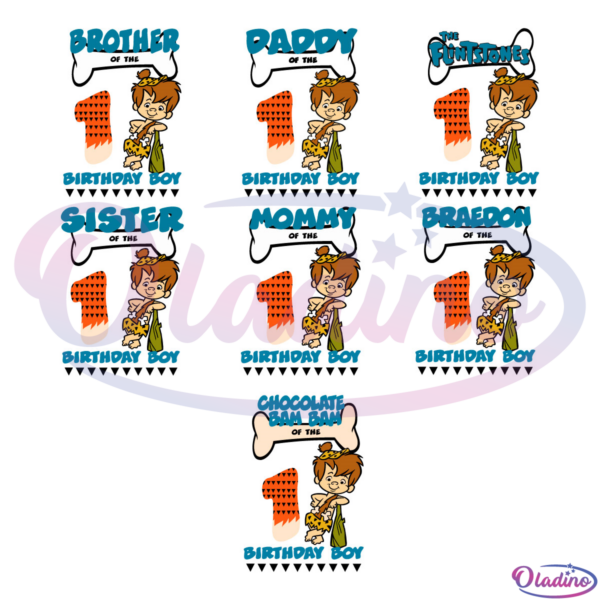 Flintstone Family Of The Birthday Boy Bundle SVG PNG Digital File