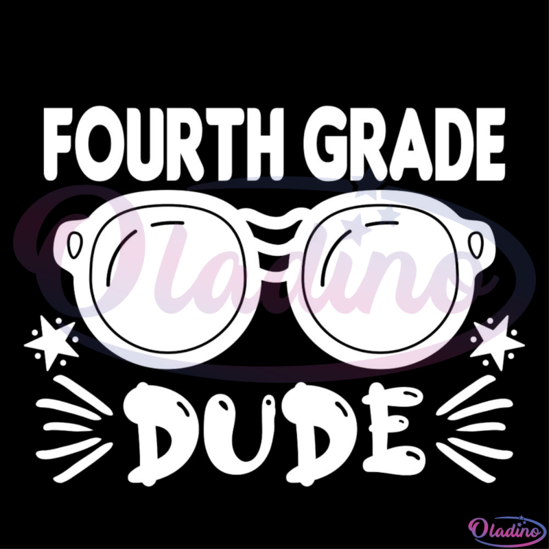 Fourth Grade Dude Glasses Star SVG Silhouette