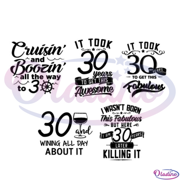 Funny 30th Birthday Quotes Bundle SVG Silhouette Digital File