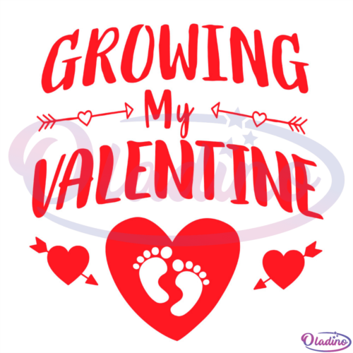 Growing My Valentine Baby Footprint SVG Digital File