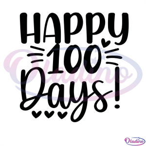 Happy 100 Days Black Heart Simple SVG Silhouette
