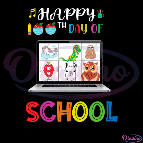 Happy 100th Day Of Online School Animal Class SVG Digital File