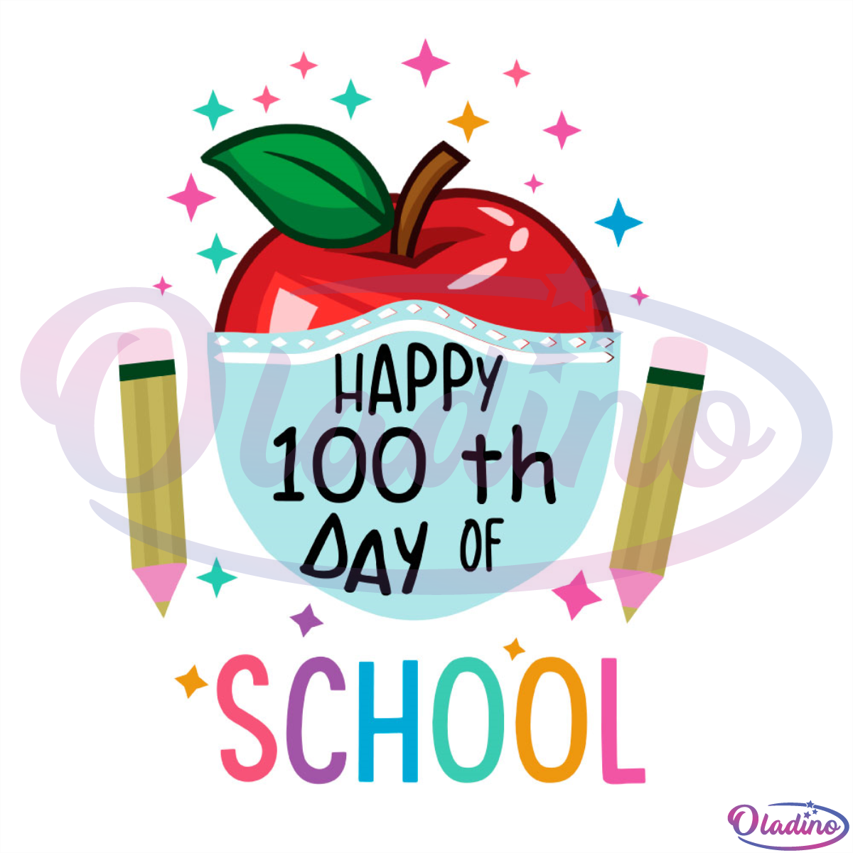 Happy 100th Day Of School Big Apple SVG Digital File