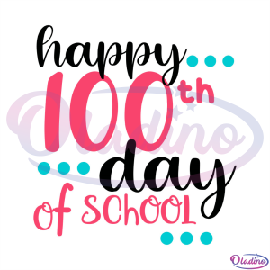 Happy 100th Day Of School Blue Dots SVG Digital File