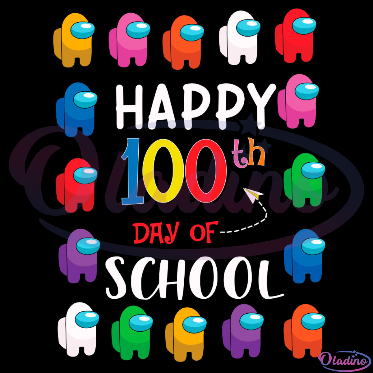 Happy 100th Day Of School Colorful Among Us SVG Digital File