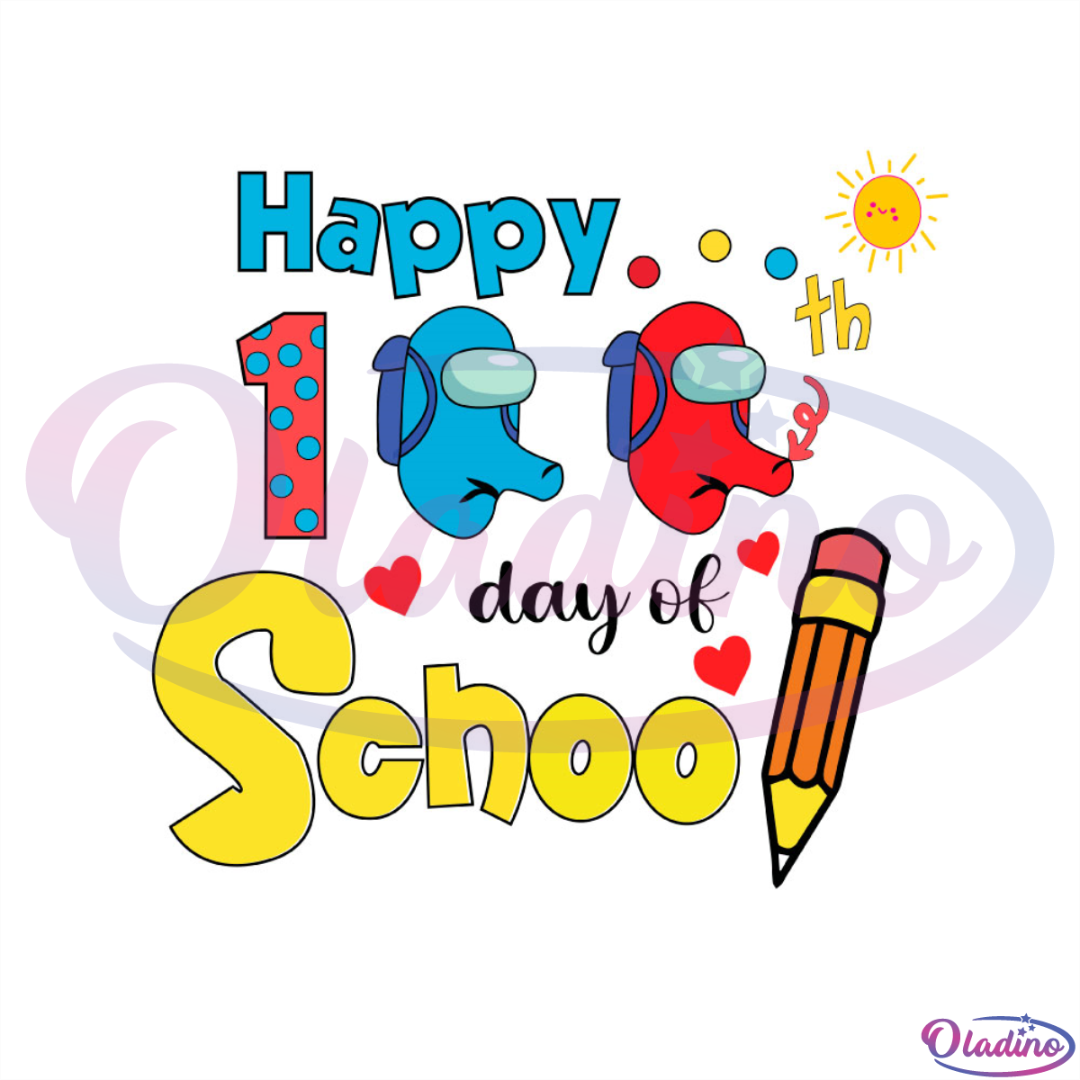 Happy 100th Day Of School Red Pencil SVG Digital File