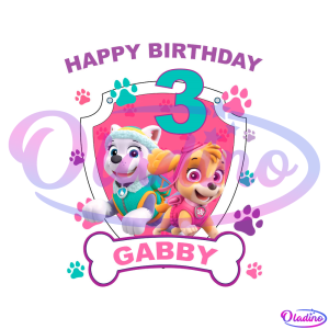 Happy Birthday Gabby 3rd PNG Digital File, Gabby's Birthday PNG