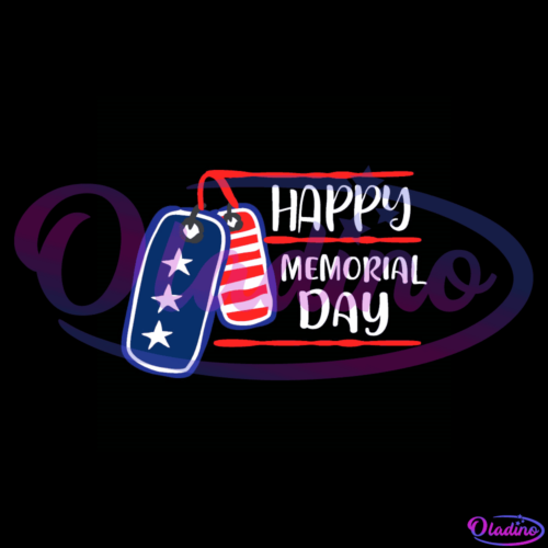 Happy Memorial Day American Flag Dogtag SVG PNG Digital File