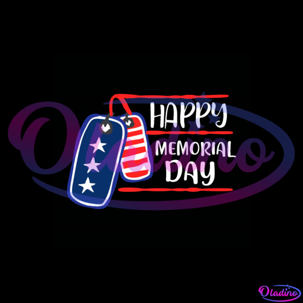 Happy Memorial Day American Flag Dogtag SVG PNG Digital File