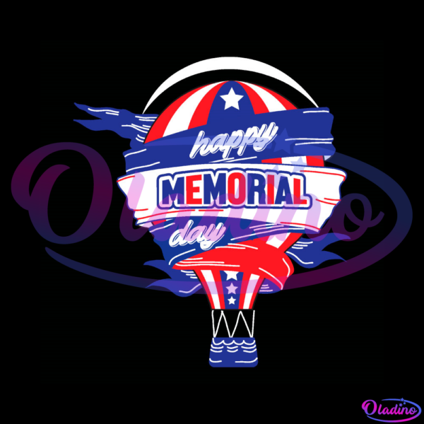 Happy Memorial Day American Flag Hot Air Balloon SVG PNG