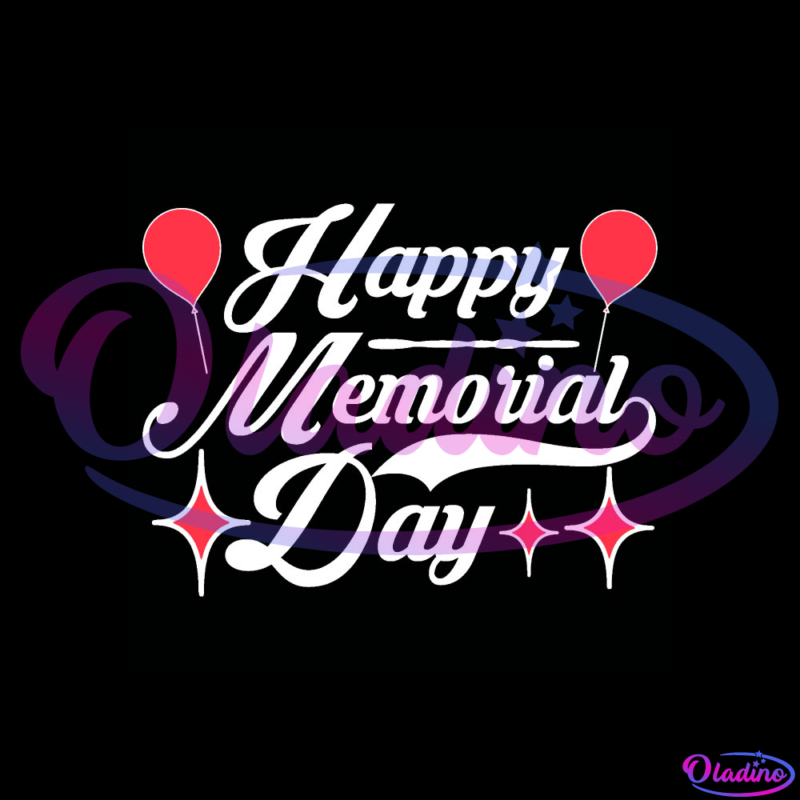 Happy Memorial Day Handwrittern Ballon America SVG PNG