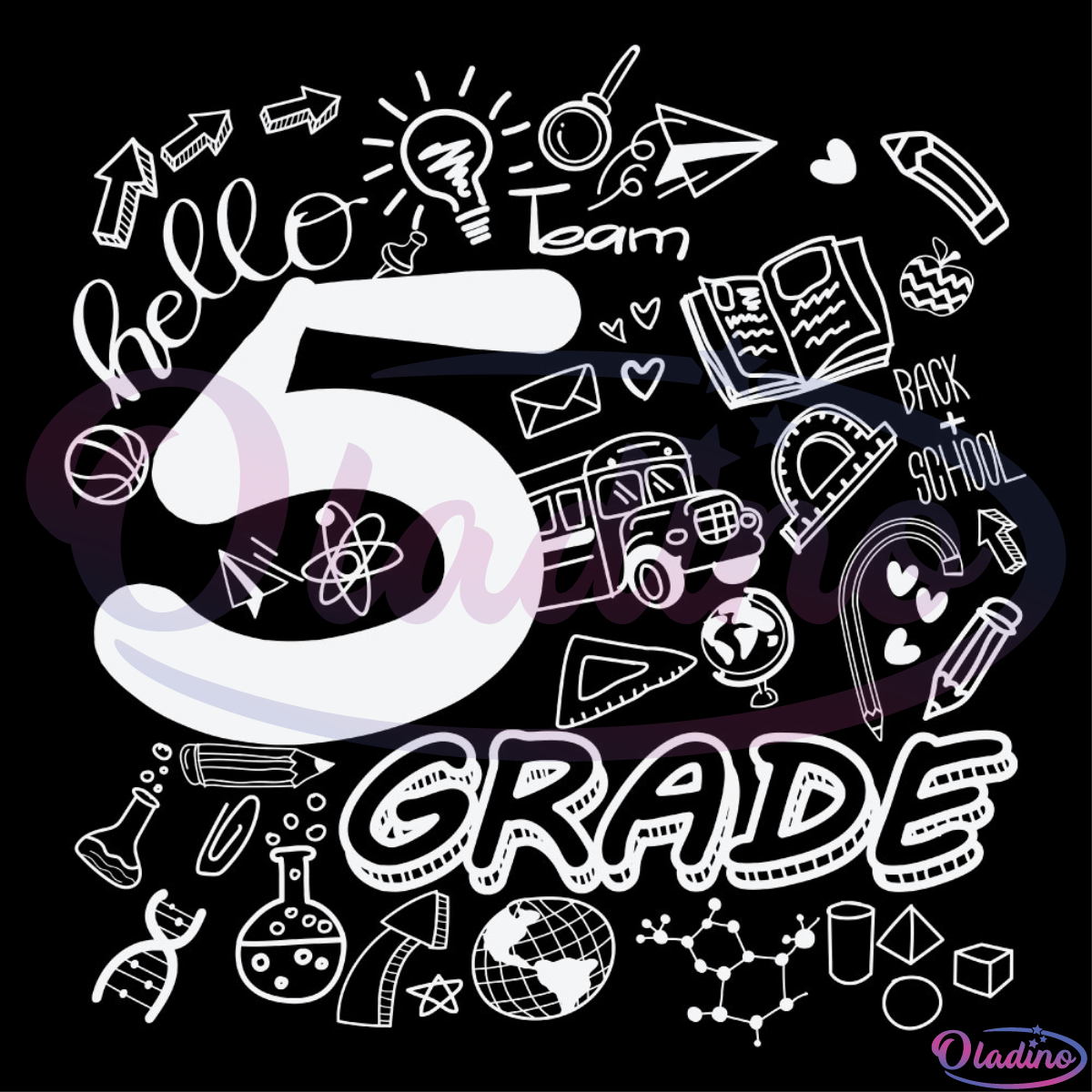 Hello Fifth Grade School Things SVG Silhouette