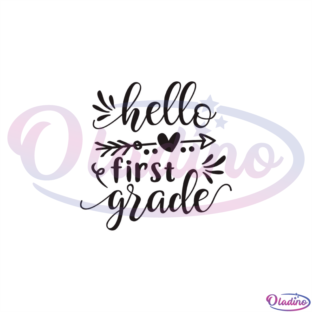Hello First Grade Arrow Heart SVG Sihouette