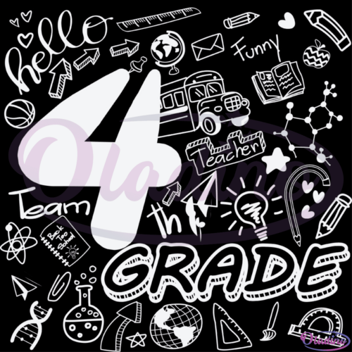 Hello Fourth Grade School Things SVG Silhouette