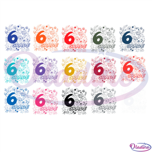 Hello Sixth Grade Colorful Big Set SVG Digital File