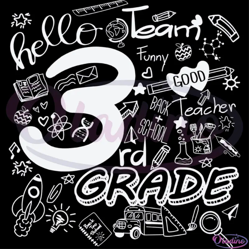 Hello Third Grade School Things SVG Silhouette