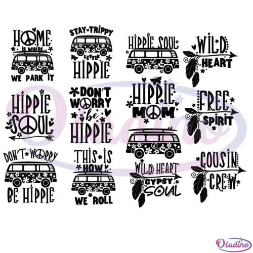 Hippie Soul Sayings Bundle SVG Silhouette