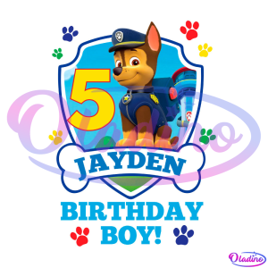 Jayden 5 Year Olds Birthday Boy PNG Sublimation Designs Digital File