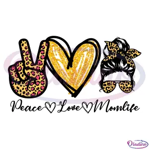 Leopard Peace Love Mom Life Bun SVG PNG Digital File