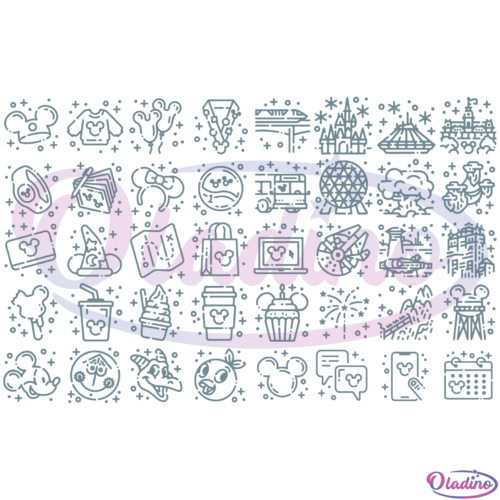 Mickey's Parks Bundle Line Art SVG Digital File