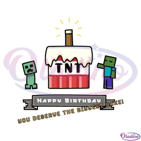 Minecraft Birthday Creeper Zombie TNT Cake SVG Digital File, Birthday Svg