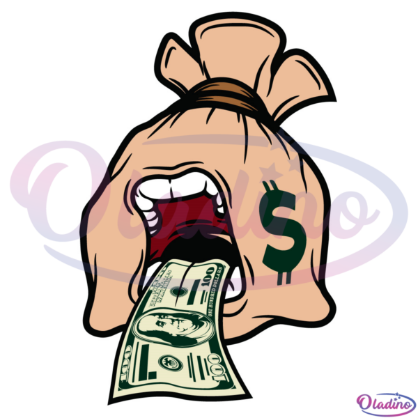 Money Bag Cash Tongue Mascot SVG Digital File