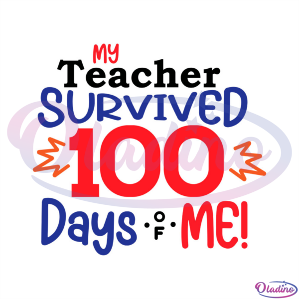 My Teacher Survived 100 Days Of Me SVG Digital File