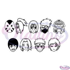 Naruto And Friend Face SVG Silhouette