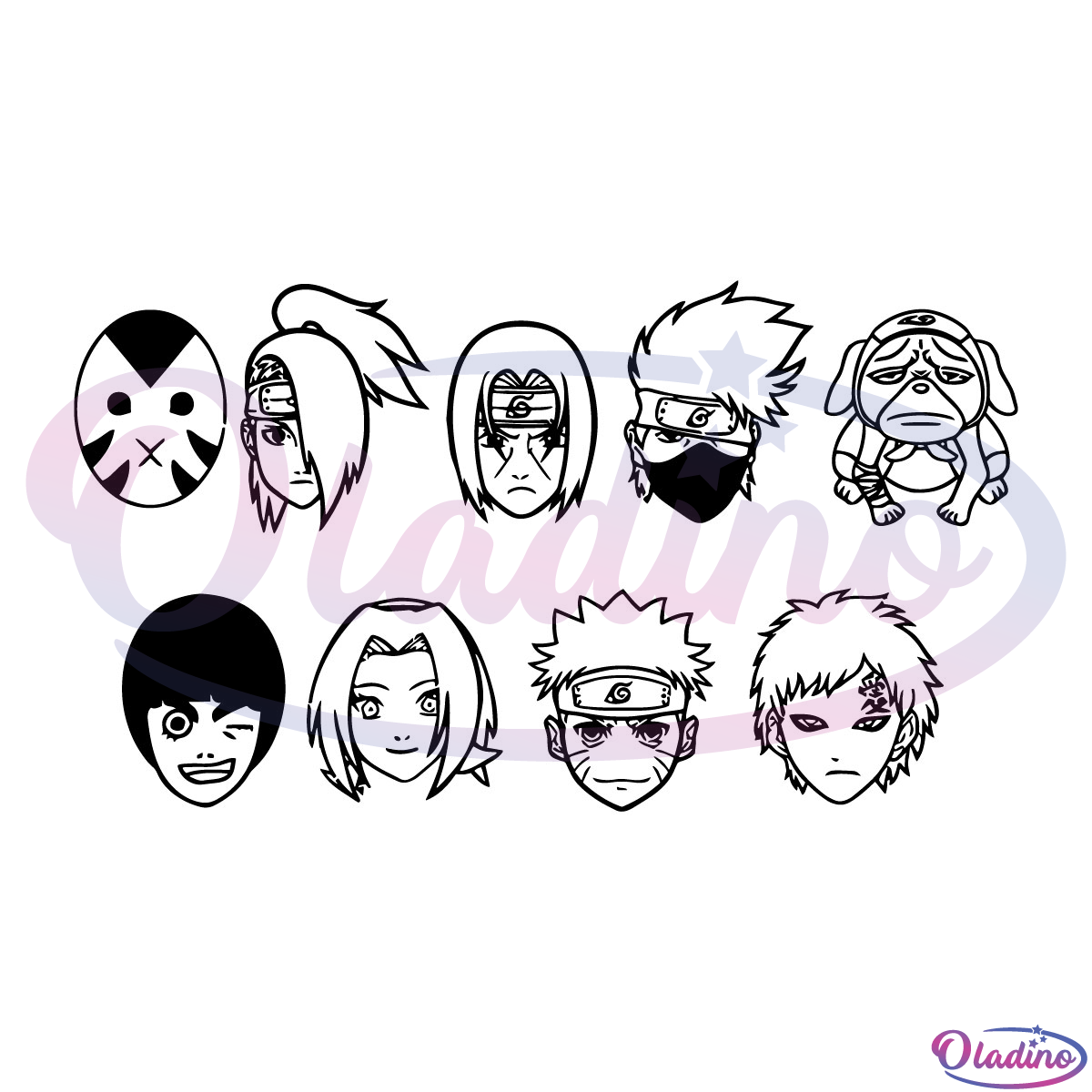 Naruto And Friend Face SVG Silhouette, Anime Svg