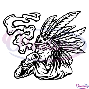 Native American Smoking Weed SVG Silhouette
