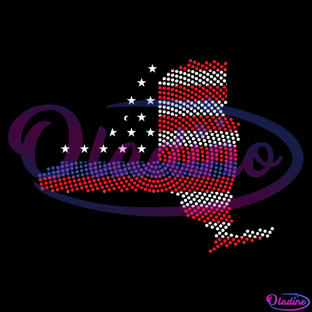 New York State Map American Flag Dots 4th Of July SVG PNG