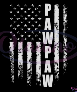 Pawpaw American Flag SVG Silhouette Digital File, Dad Svg