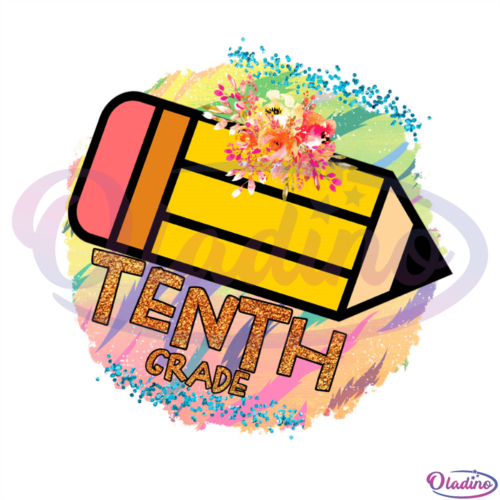 Pencil Tenth Grade Watercolor FlowerPNG Sublimation Designs