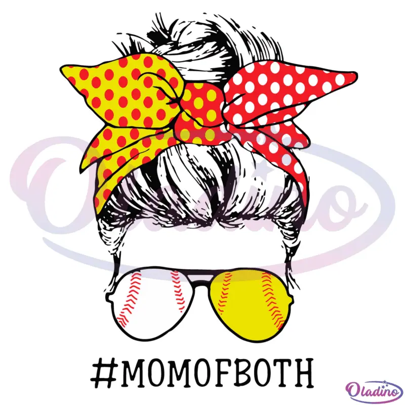 Softball Baseball Mom Of Both SVG PNG Digital File