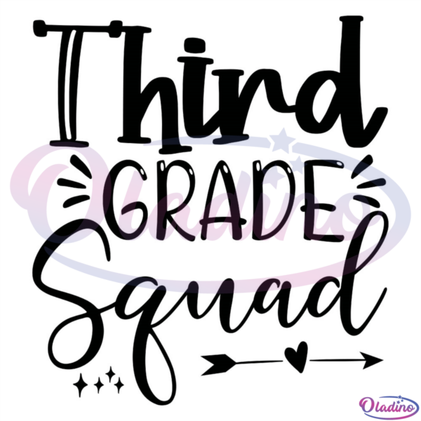 Third grade squad SVG Digital File, third grade SVG, arrow heart SVG