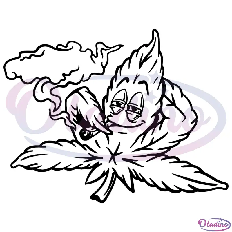 Weed Leaf Smoking Joint SVG Silhouette