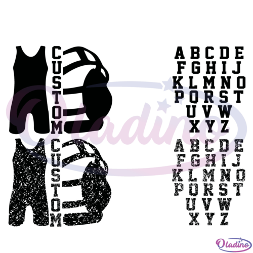 Wrestling Custom And Alphabet Bundle SVG Silhouette