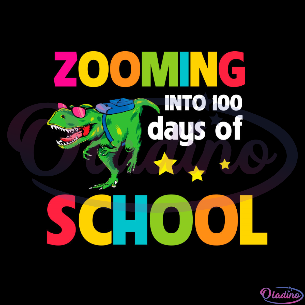 Zooming Into 100 Days Of School Funny Dinosaur SVG File