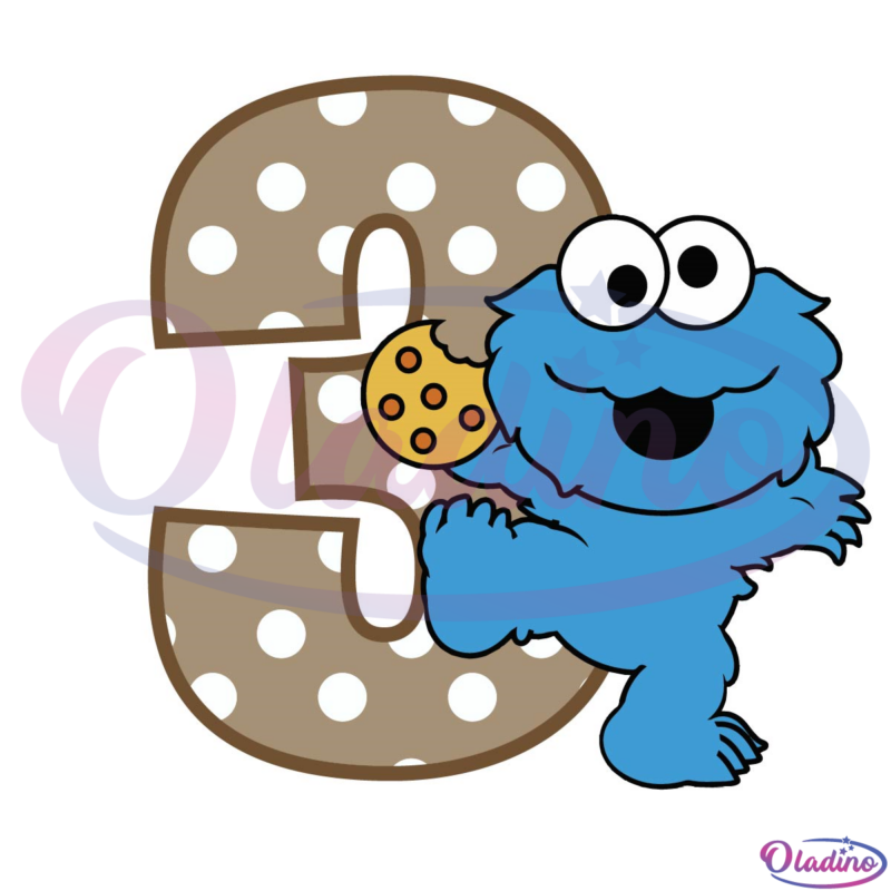 3rd Birthday Baby Cookie Monster SVG PNG File, Birthday Svg