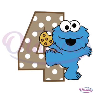 4th Birthday Baby Cookie Monster SVG PNG File