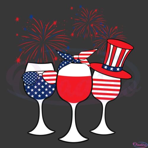 4th Of July Red Wine Blue Svg