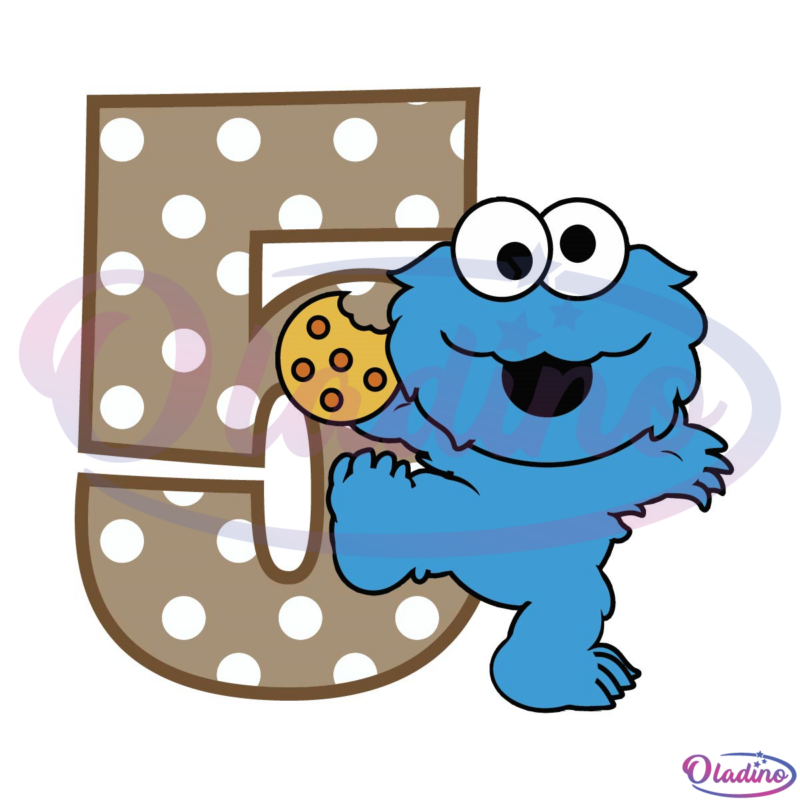5th Birthday Baby Cookie Monster SVG PNG Digital File
