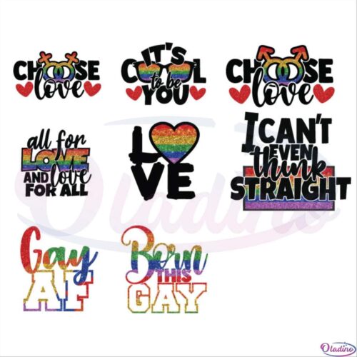 8 Rainbow Pride month Bundle SVG