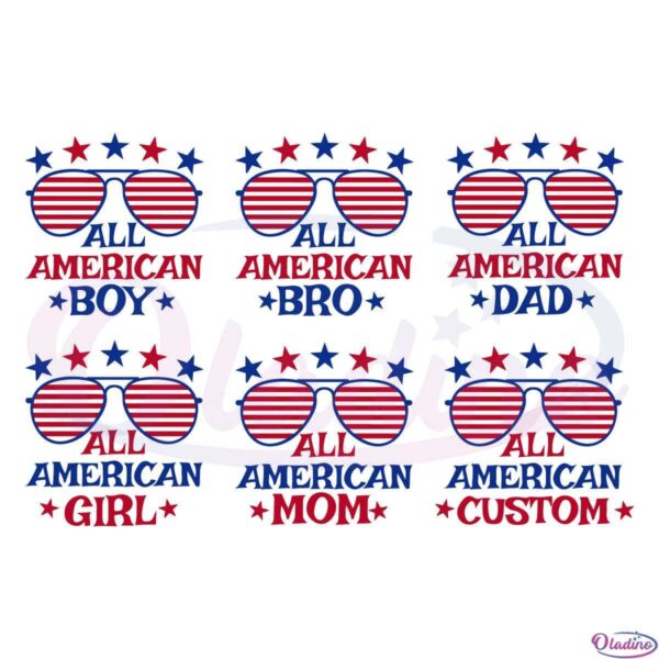 All America Family Bundle Svg, 4th Of July American Svg File