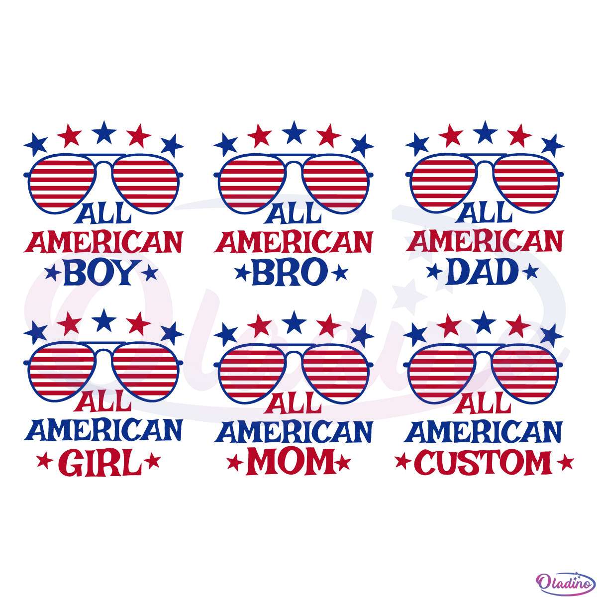 All America Family Bundle Svg, 4th Of July American Svg File